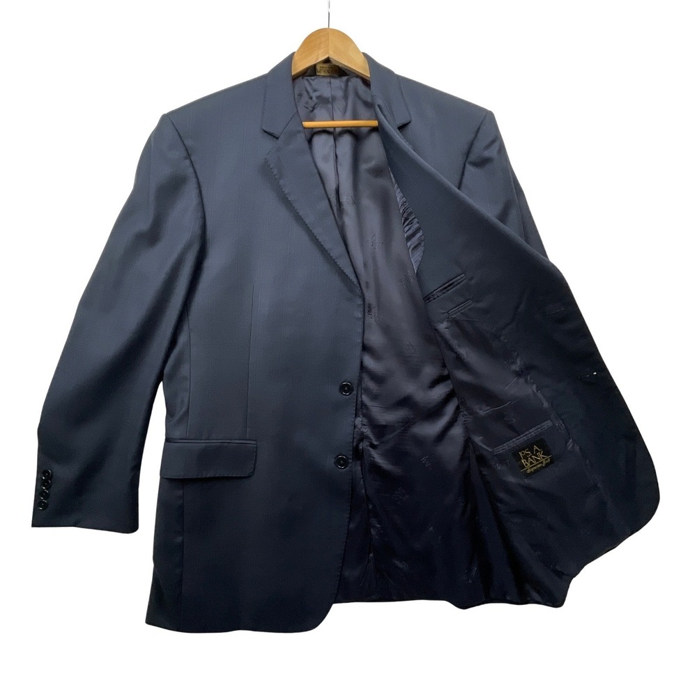 Jos. A. Bank Signature Gold Gordon 44L Blazer Wool WP Plaid Jacket Navy *Flaw